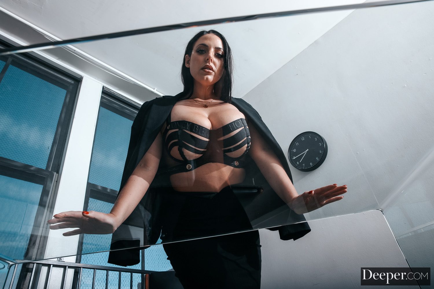 Angela White bangs a hot guy from the firm in her office