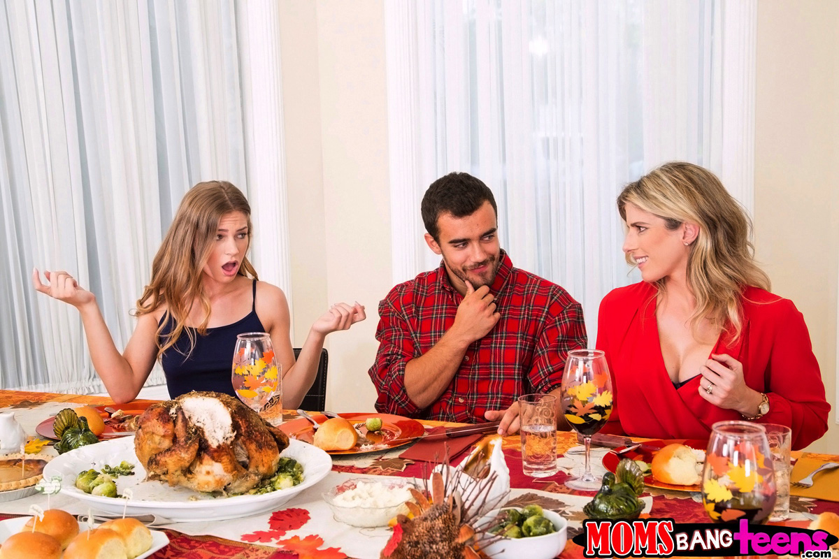 Cory Chase and Sydney Cole share a meat pole on Thanksgiving