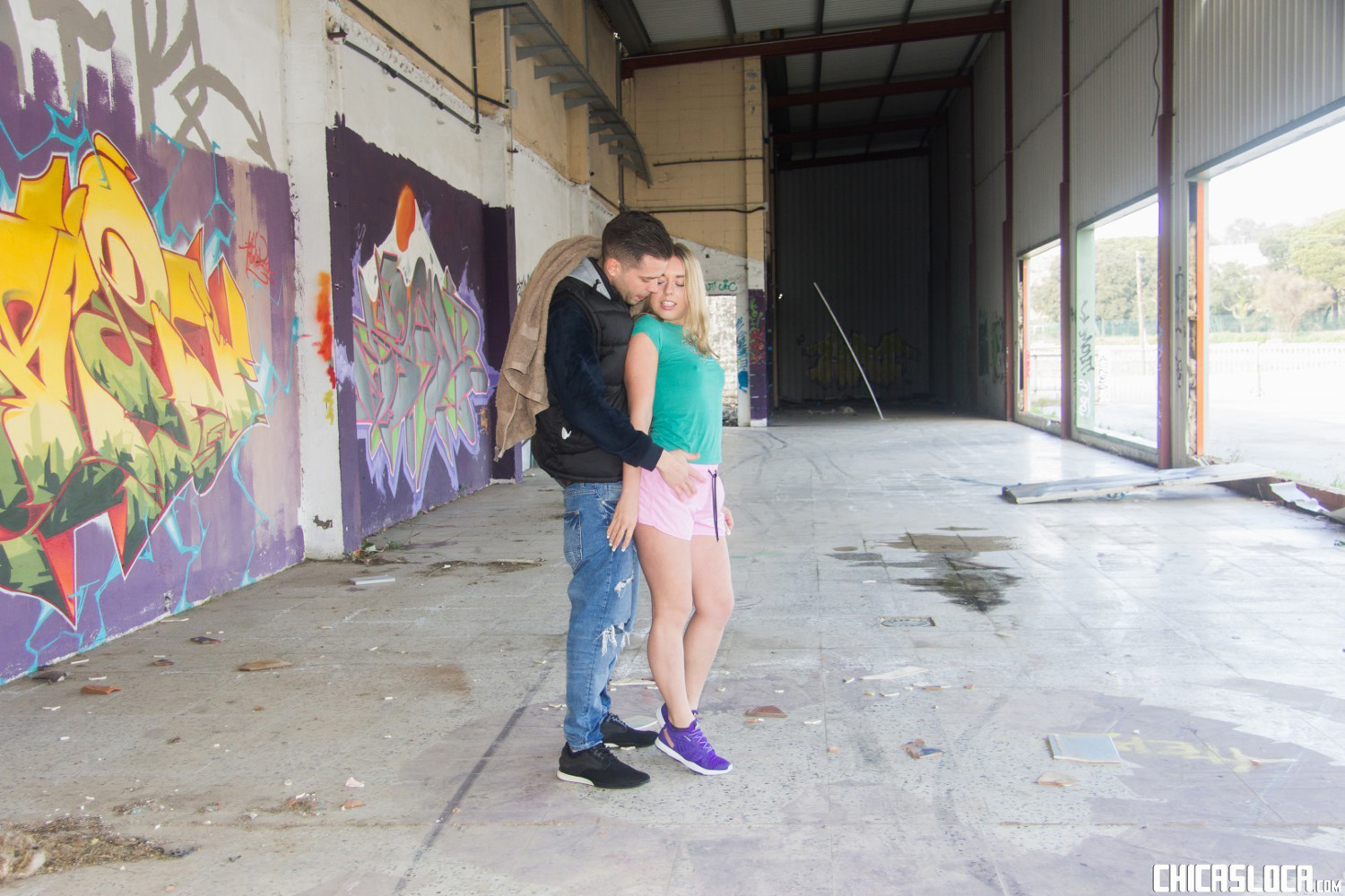 Daniella Margot rides her boyfriend's cock in the abandoned warehouse