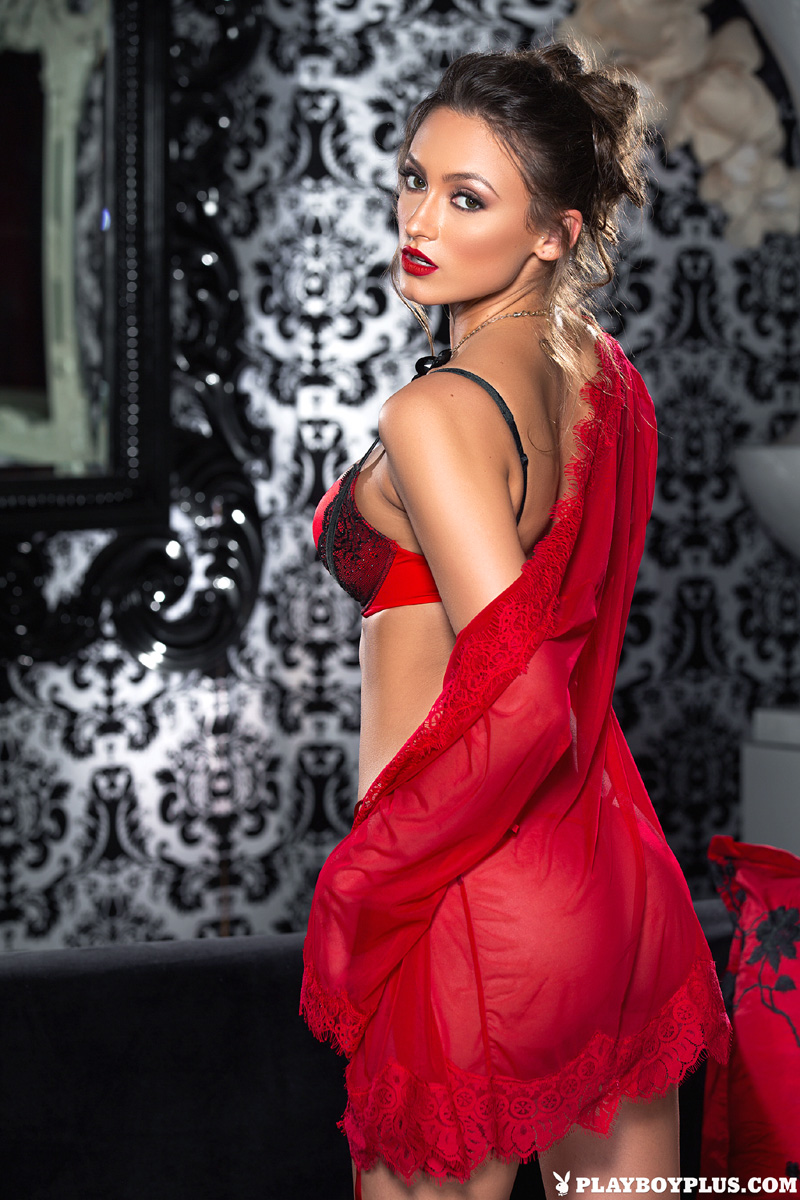 Deanna Greene slips out of her red hot lingerie