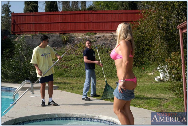 Vicky Vette seduces the poolboy and her gardener