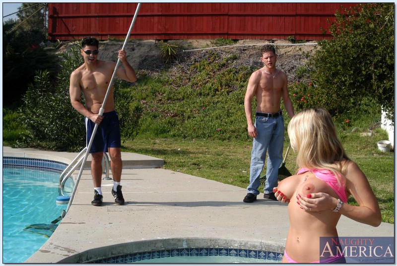 Vicky Vette seduces the poolboy and her gardener