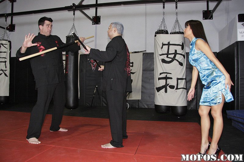 Kina Kai riding his spear in the martial arts school