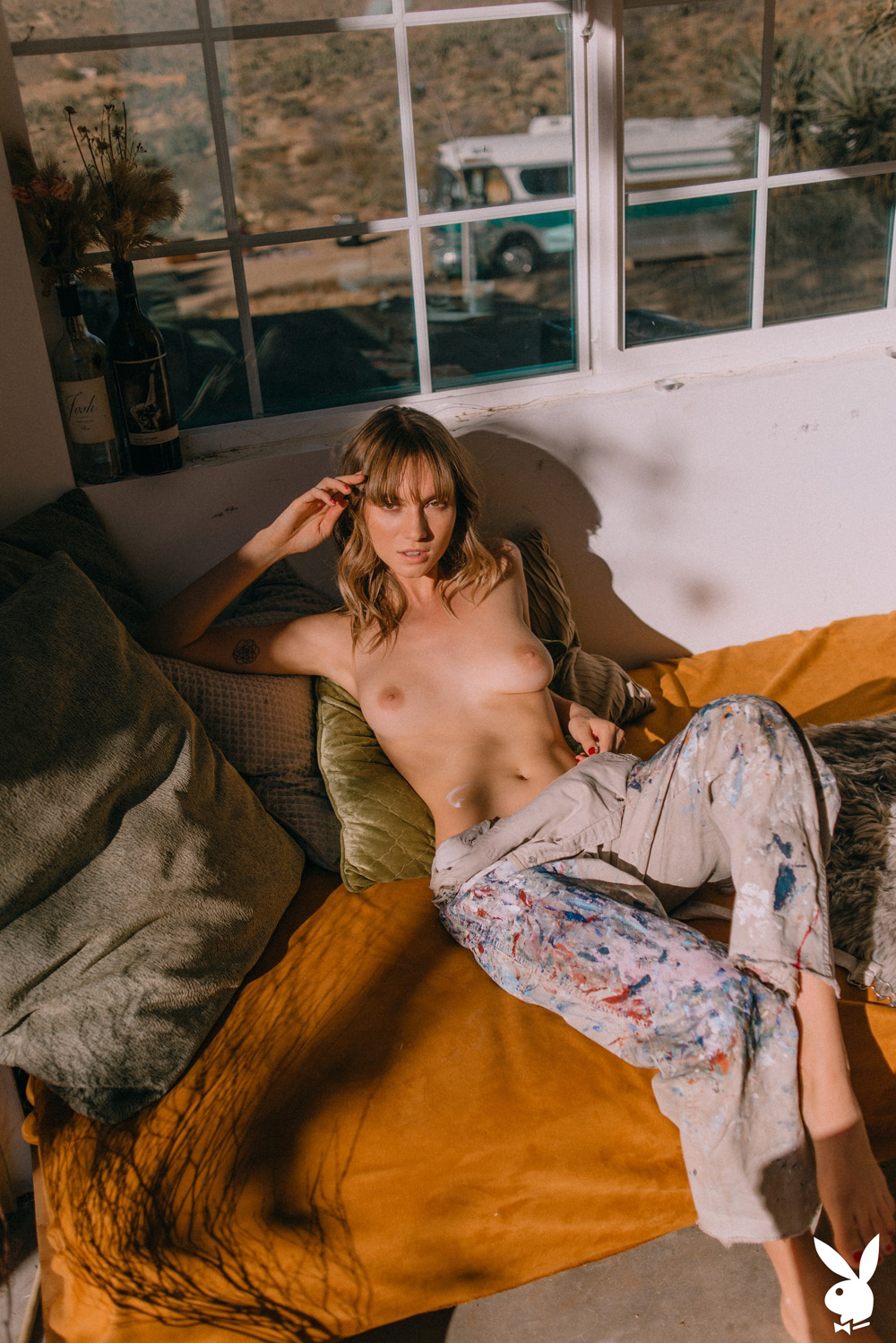 Nastasia Celeste sexy artist strips nude in her art studio