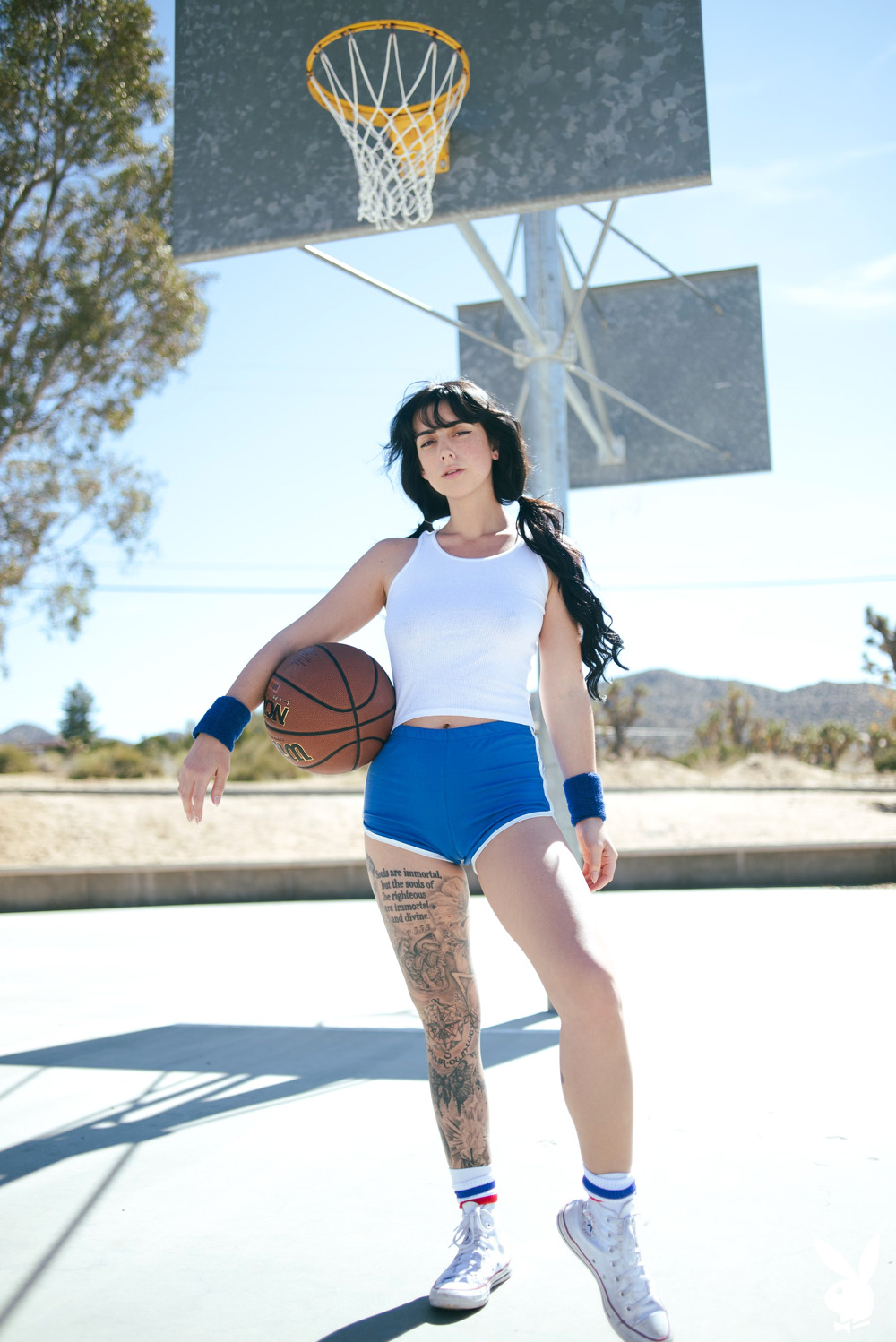 Reed exposes her sexy curves on the basketball court