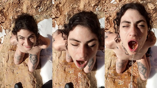 Lydia Black in Piss Drinking on the Mountain Side